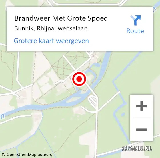 Locatie op kaart van de 112 melding: Brandweer Met Grote Spoed Naar Bunnik, Rhijnauwenselaan op 29 augustus 2014 18:01