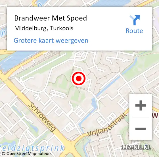 Locatie op kaart van de 112 melding: Brandweer Met Spoed Naar Middelburg, Turkoois op 20 juni 2023 21:16