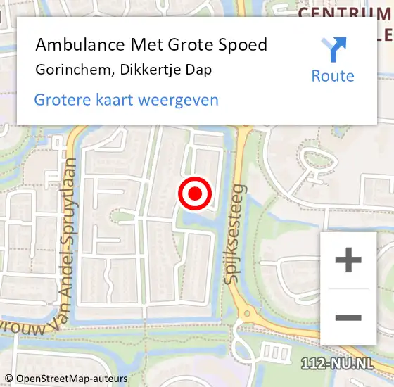 Locatie op kaart van de 112 melding: Ambulance Met Grote Spoed Naar Gorinchem, Dikkertje Dap op 20 juni 2023 21:17