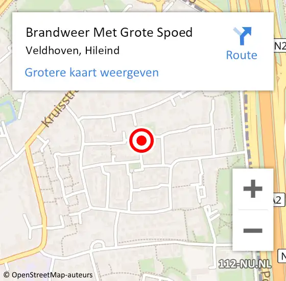 Locatie op kaart van de 112 melding: Brandweer Met Grote Spoed Naar Veldhoven, Hileind op 20 juni 2023 22:57