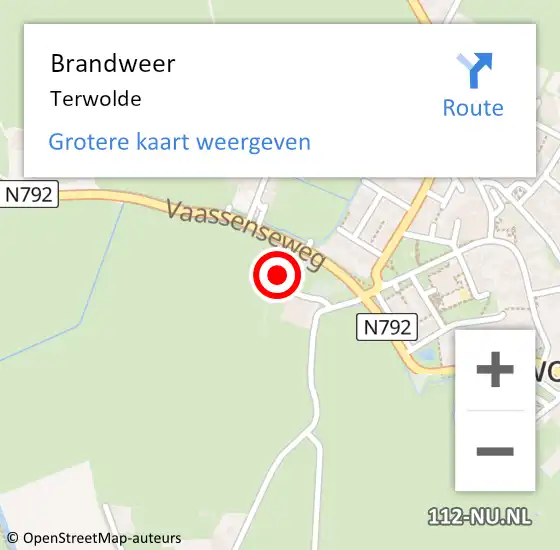 Locatie op kaart van de 112 melding: Brandweer Terwolde op 20 juni 2023 23:04