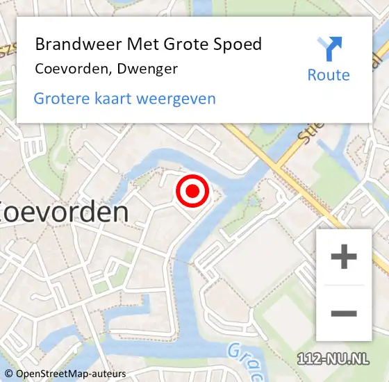 Locatie op kaart van de 112 melding: Brandweer Met Grote Spoed Naar Coevorden, Dwenger op 20 juni 2023 23:21