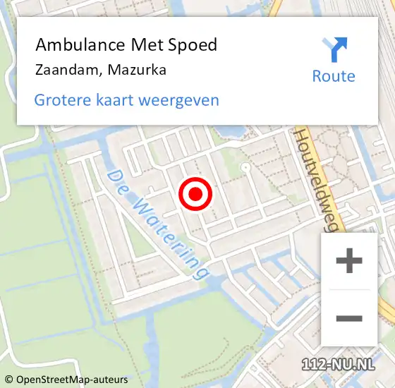 Locatie op kaart van de 112 melding: Ambulance Met Spoed Naar Zaandam, Mazurka op 20 juni 2023 23:58