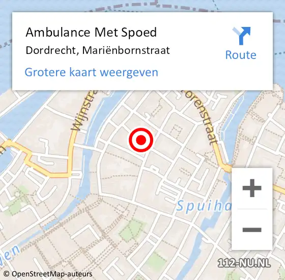 Locatie op kaart van de 112 melding: Ambulance Met Spoed Naar Dordrecht, Mariënbornstraat op 21 juni 2023 00:07