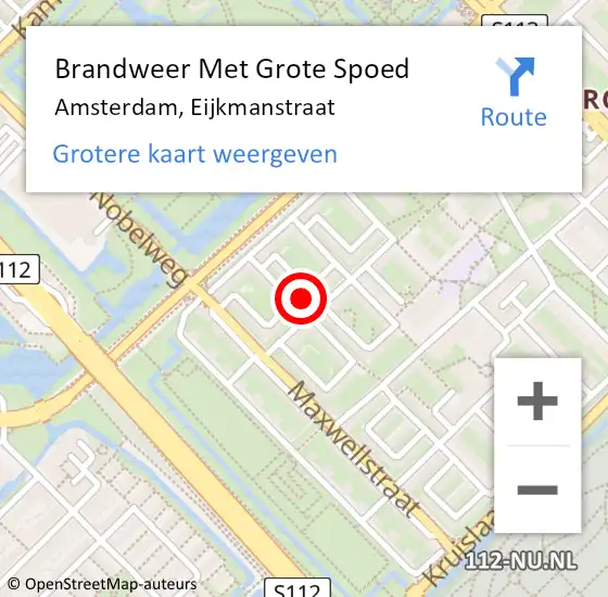 Locatie op kaart van de 112 melding: Brandweer Met Grote Spoed Naar Amsterdam, Eijkmanstraat op 21 juni 2023 01:56