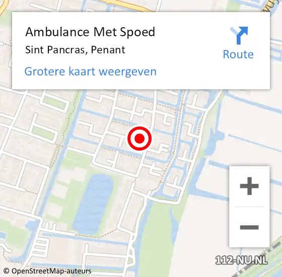 Locatie op kaart van de 112 melding: Ambulance Met Spoed Naar Sint Pancras, Penant op 21 juni 2023 02:18