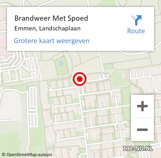 Locatie op kaart van de 112 melding: Brandweer Met Spoed Naar Emmen, Landschaplaan op 21 juni 2023 03:29