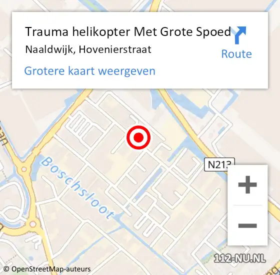 Locatie op kaart van de 112 melding: Trauma helikopter Met Grote Spoed Naar Naaldwijk, Hovenierstraat op 21 juni 2023 03:53