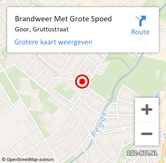 Locatie op kaart van de 112 melding: Brandweer Met Grote Spoed Naar Goor, Gruttostraat op 21 juni 2023 05:08