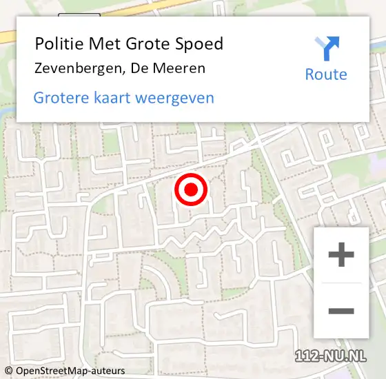 Locatie op kaart van de 112 melding: Politie Met Grote Spoed Naar Zevenbergen, De Meeren op 21 juni 2023 05:29