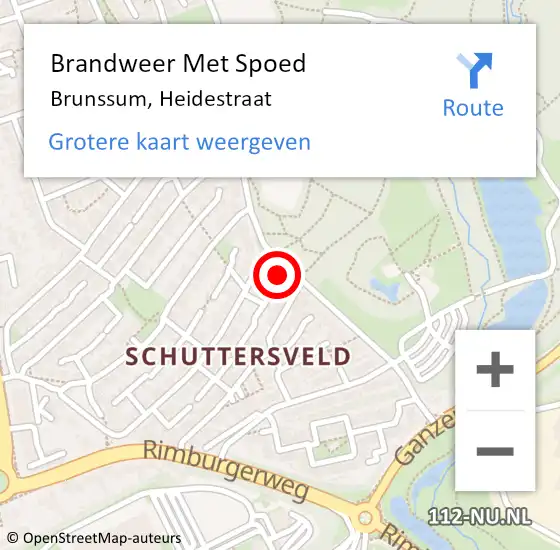 Locatie op kaart van de 112 melding: Brandweer Met Spoed Naar Brunssum, Heidestraat op 21 juni 2023 05:33