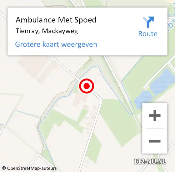 Locatie op kaart van de 112 melding: Ambulance Met Spoed Naar Tienray, Mackayweg op 29 augustus 2014 18:31