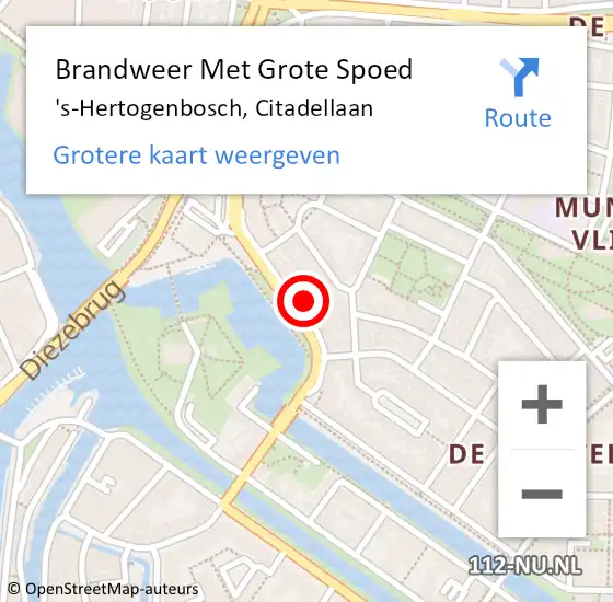 Locatie op kaart van de 112 melding: Brandweer Met Grote Spoed Naar 's-Hertogenbosch, Citadellaan op 21 juni 2023 07:10