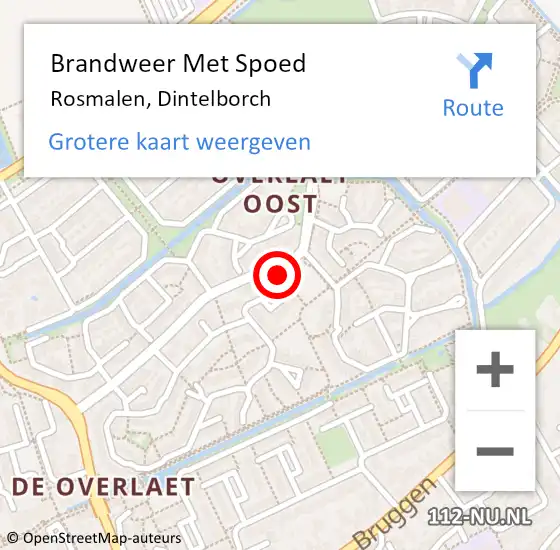 Locatie op kaart van de 112 melding: Brandweer Met Spoed Naar Rosmalen, Dintelborch op 21 juni 2023 07:38