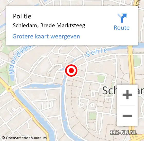 Locatie op kaart van de 112 melding: Politie Schiedam, Brede Marktsteeg op 21 juni 2023 07:40