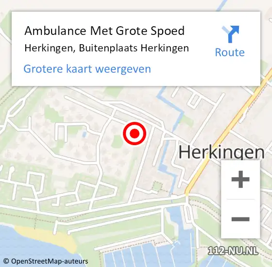 Locatie op kaart van de 112 melding: Ambulance Met Grote Spoed Naar Herkingen, Buitenplaats Herkingen op 21 juni 2023 07:51