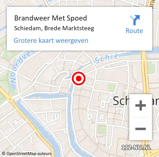 Locatie op kaart van de 112 melding: Brandweer Met Spoed Naar Schiedam, Brede Marktsteeg op 21 juni 2023 07:54