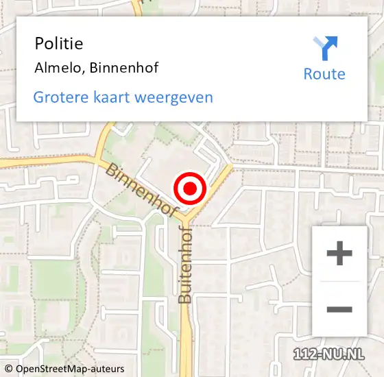Locatie op kaart van de 112 melding: Politie Almelo, Binnenhof op 21 juni 2023 08:28