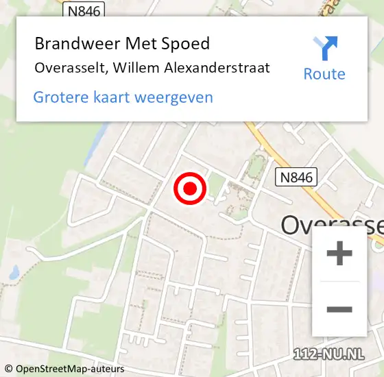 Locatie op kaart van de 112 melding: Brandweer Met Spoed Naar Overasselt, Willem Alexanderstraat op 21 juni 2023 09:20