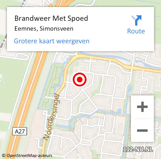 Locatie op kaart van de 112 melding: Brandweer Met Spoed Naar Eemnes, Simonsveen op 21 juni 2023 09:32