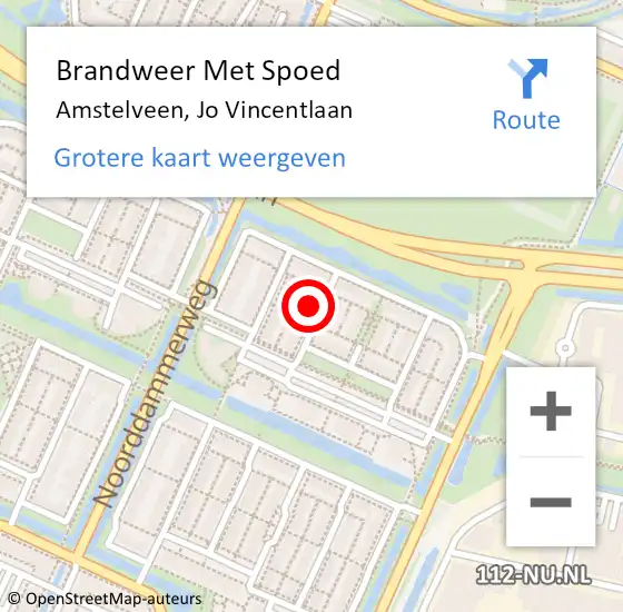 Locatie op kaart van de 112 melding: Brandweer Met Spoed Naar Amstelveen, Jo Vincentlaan op 21 juni 2023 09:33