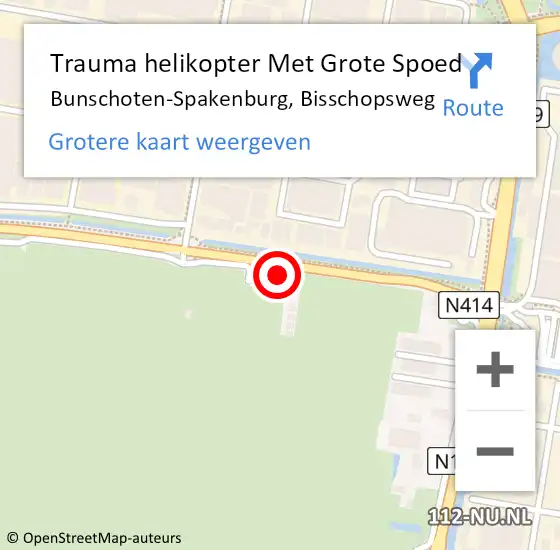 Locatie op kaart van de 112 melding: Trauma helikopter Met Grote Spoed Naar Bunschoten-Spakenburg, Bisschopsweg op 21 juni 2023 09:36