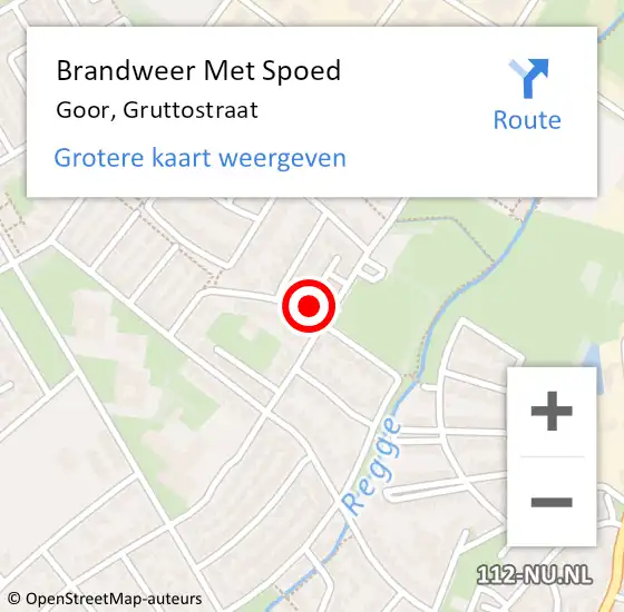 Locatie op kaart van de 112 melding: Brandweer Met Spoed Naar Goor, Gruttostraat op 21 juni 2023 09:50