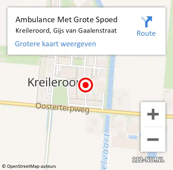 Locatie op kaart van de 112 melding: Ambulance Met Grote Spoed Naar Kreileroord, Gijs van Gaalenstraat op 21 juni 2023 09:50