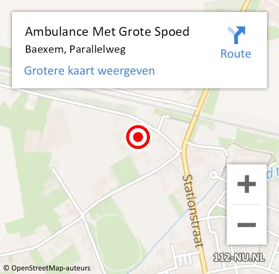 Locatie op kaart van de 112 melding: Ambulance Met Grote Spoed Naar Baexem, Parallelweg op 29 augustus 2014 18:50