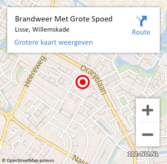 Locatie op kaart van de 112 melding: Brandweer Met Grote Spoed Naar Lisse, Willemskade op 21 juni 2023 10:00