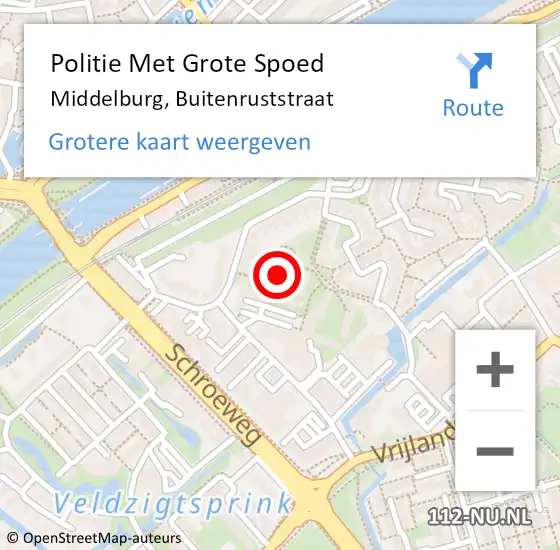 Locatie op kaart van de 112 melding: Politie Met Grote Spoed Naar Middelburg, Buitenruststraat op 21 juni 2023 10:15