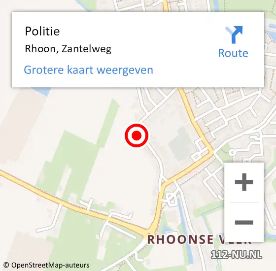 Locatie op kaart van de 112 melding: Politie Rhoon, Zantelweg op 21 juni 2023 10:26