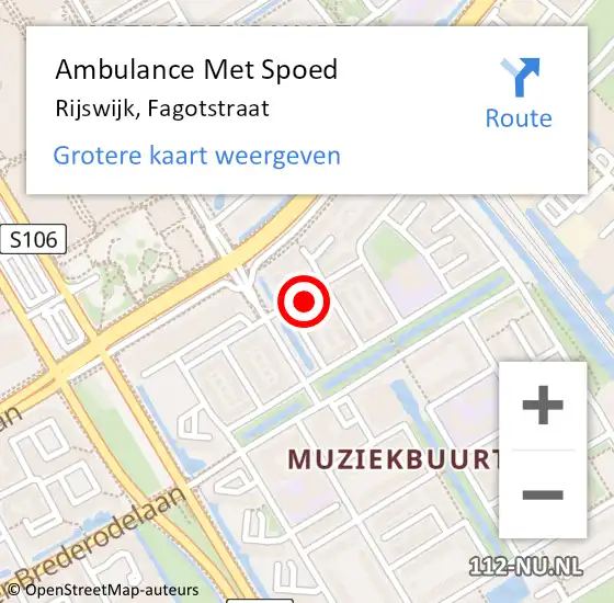 Locatie op kaart van de 112 melding: Ambulance Met Spoed Naar Rijswijk, Fagotstraat op 21 juni 2023 10:44