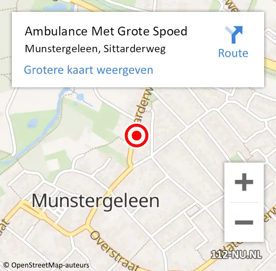 Locatie op kaart van de 112 melding: Ambulance Met Grote Spoed Naar Munstergeleen, Sittarderweg op 29 augustus 2014 18:57