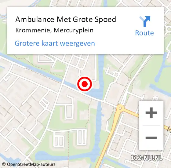 Locatie op kaart van de 112 melding: Ambulance Met Grote Spoed Naar Krommenie, Mercuryplein op 21 juni 2023 10:54