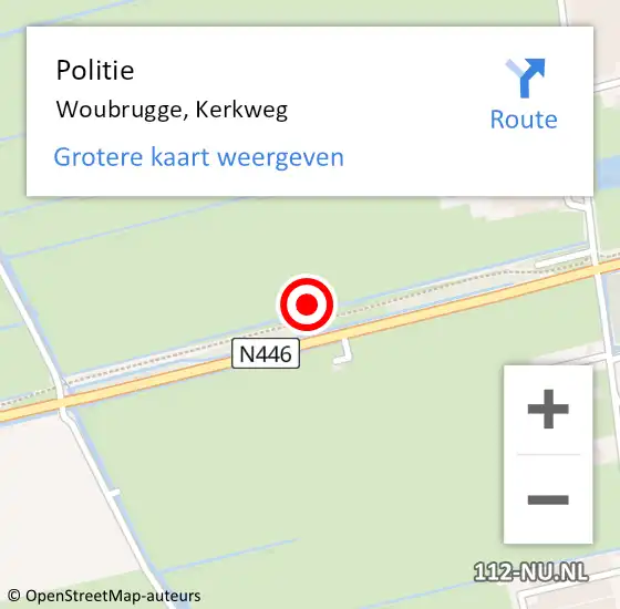 Locatie op kaart van de 112 melding: Politie Woubrugge, Kerkweg op 21 juni 2023 11:09