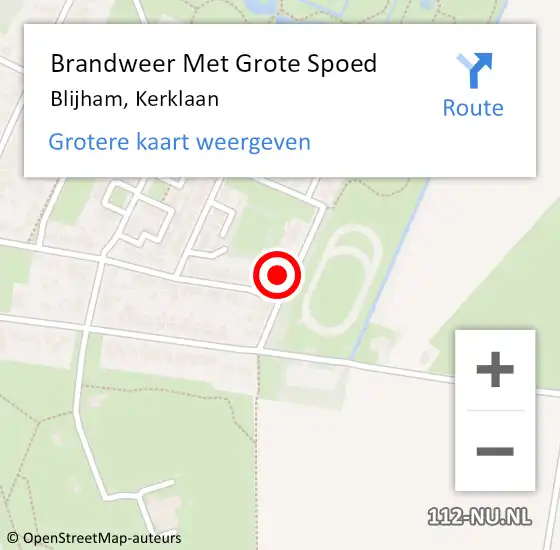 Locatie op kaart van de 112 melding: Brandweer Met Grote Spoed Naar Blijham, Kerklaan op 21 juni 2023 11:21