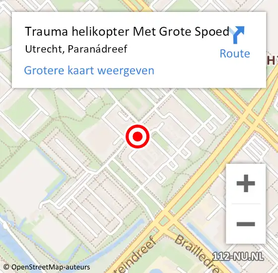 Locatie op kaart van de 112 melding: Trauma helikopter Met Grote Spoed Naar Utrecht, Paranádreef op 21 juni 2023 11:31