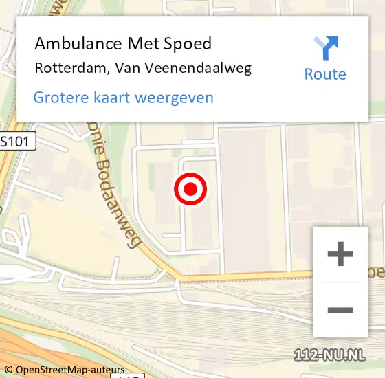 Locatie op kaart van de 112 melding: Ambulance Met Spoed Naar Rotterdam, Van Veenendaalweg op 21 juni 2023 11:39