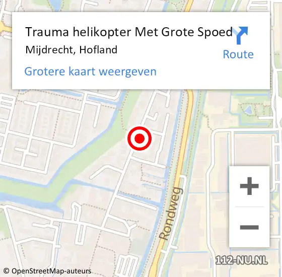 Locatie op kaart van de 112 melding: Trauma helikopter Met Grote Spoed Naar Mijdrecht, Hofland op 21 juni 2023 11:48