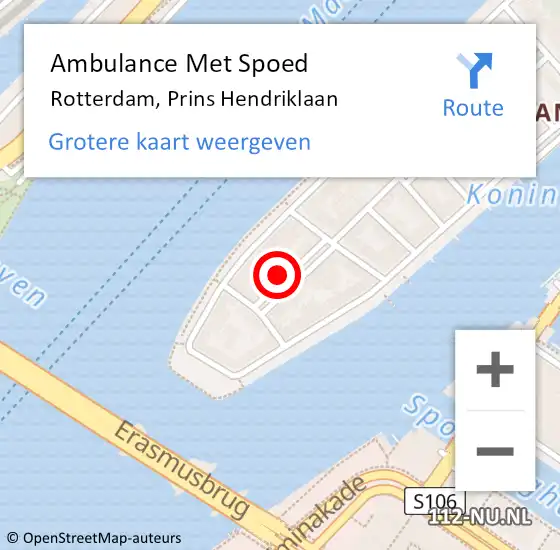 Locatie op kaart van de 112 melding: Ambulance Met Spoed Naar Rotterdam, Prins Hendriklaan op 21 juni 2023 11:57