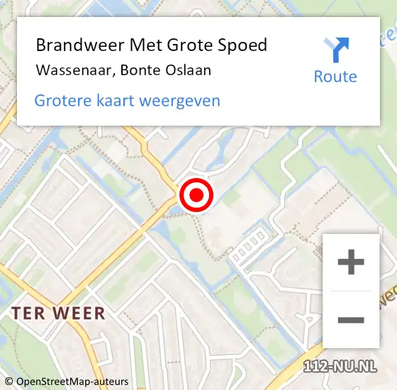 Locatie op kaart van de 112 melding: Brandweer Met Grote Spoed Naar Wassenaar, Bonte Oslaan op 21 juni 2023 12:00