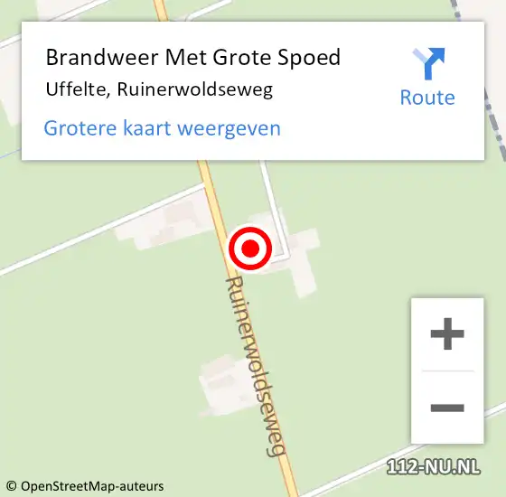 Locatie op kaart van de 112 melding: Brandweer Met Grote Spoed Naar Uffelte, Ruinerwoldseweg op 21 juni 2023 12:04