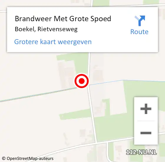 Locatie op kaart van de 112 melding: Brandweer Met Grote Spoed Naar Boekel, Rietvenseweg op 21 juni 2023 12:38