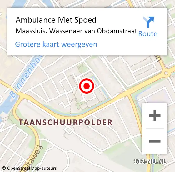 Locatie op kaart van de 112 melding: Ambulance Met Spoed Naar Maassluis, Wassenaer van Obdamstraat op 21 juni 2023 12:56