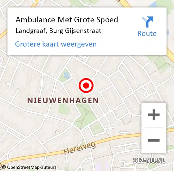 Locatie op kaart van de 112 melding: Ambulance Met Grote Spoed Naar Landgraaf, Burg Gijsenstraat op 29 augustus 2014 19:16