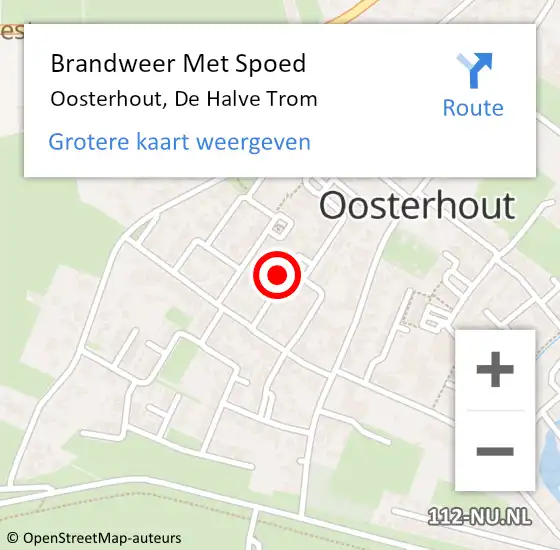 Locatie op kaart van de 112 melding: Brandweer Met Spoed Naar Oosterhout, De Halve Trom op 21 juni 2023 13:23