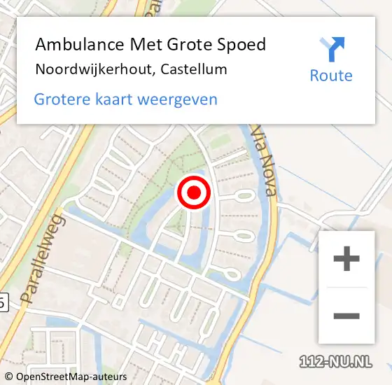 Locatie op kaart van de 112 melding: Ambulance Met Grote Spoed Naar Noordwijkerhout, Castellum op 21 juni 2023 13:31