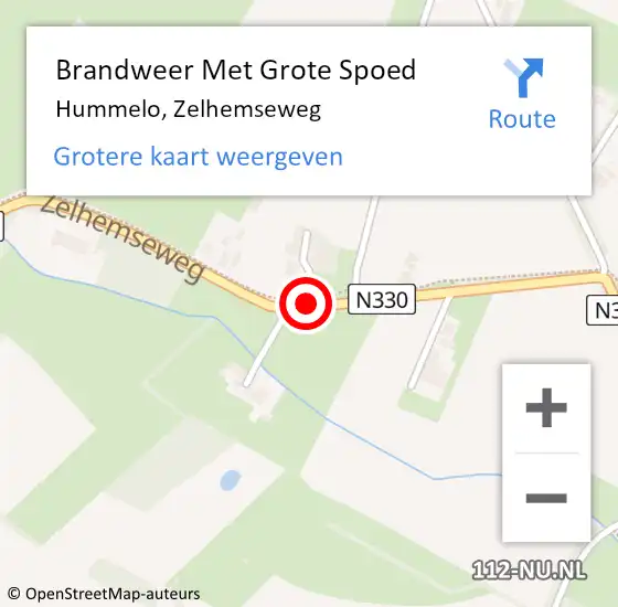 Locatie op kaart van de 112 melding: Brandweer Met Grote Spoed Naar Hummelo, Zelhemseweg op 29 augustus 2014 19:19