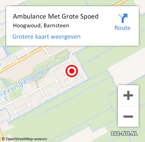 Locatie op kaart van de 112 melding: Ambulance Met Grote Spoed Naar Hoogwoud, Barnsteen op 21 juni 2023 13:50